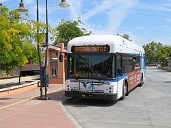 Gilroy Garlic Festival shuttle bus at Gilroy station, July 2018.JPG
