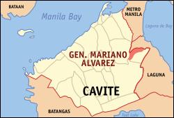 Map of Cavite with General Mariano Alvarez highlighted