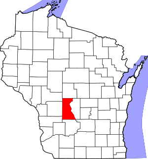 Map of Wisconsin highlighting Juneau County