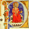 St Stephen on the throne - Initial from the Képes Krónika.jpg