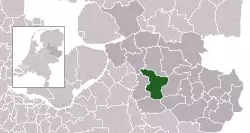 Highlighted position of Raalte in a municipal map of Overijssel