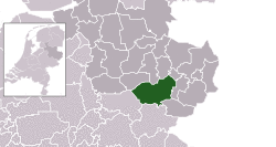 Highlighted position of Hof van Twente in a municipal map of Overijssel