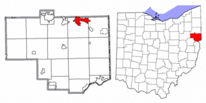 Location of Columbiana in Columbiana County and the State of Ohio