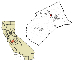 Location of Atwater in Merced County, California.