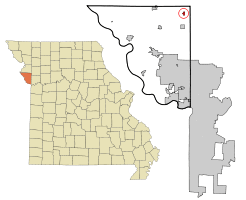 Location of Edgerton, Missouri