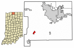 Location of North Liberty in St. Joseph County, Indiana.