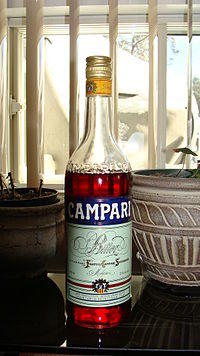 Campari, produced in Italy and bottled at 25% ABV.