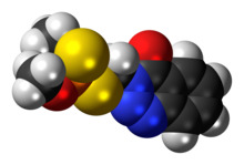 Space-filling model of the azinphos-methyl molecule