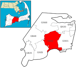Location of ZIP code 02632 Centerville within the Town of Barnstable, county, and state.