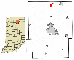 Location of Milford in Kosciusko County, Indiana.