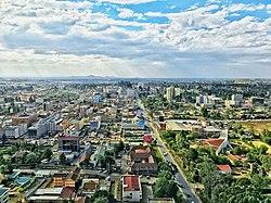 Skyline of Eldoret, facing west from atop MUPS Plaza