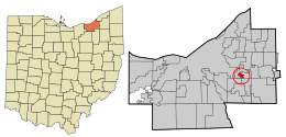 Location in Cuyahoga County and the state of Ohio