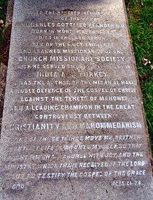 Charles Gottlieb Pfander grave in St Andrews Church, Ham, Richmond.jpg