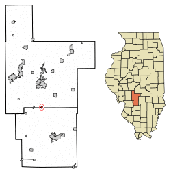 Location of Donnellson in Bond County, Illinois.