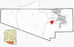 Location in Pima County and the state of Arizona