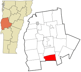 Location in Addison County and the state of Vermont.
