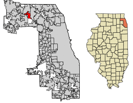 Location of Rolling Meadows in Cook County, Illinois.