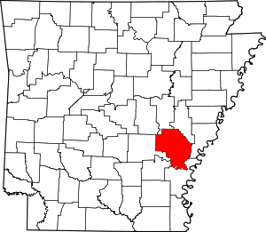 Map of Arkansas highlighting Arkansas County
