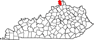 Map of Kentucky highlighting Boone County