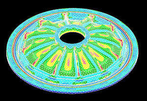 SpaceShipOne motor bulkhead analyzed in NEi Nastran