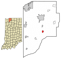Location of Kingsford Heights in LaPorte County, Indiana.
