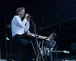 Cut Copy performing at Falls Festival in Byron Bay, 2018