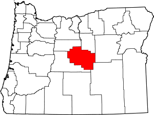 Map of Oregon highlighting Crook County