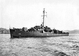 USS Conklin (DE-439) underway in San Francisco Bay, California (USA), on 16 September 1945.jpg