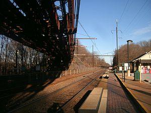 Whitford station from under trestle, January 2013.jpg