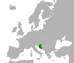 Kingdom of Croatia and Dalmatia (dark green) in 1260