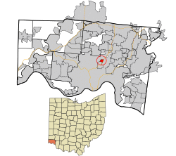 Location in Hamilton County and the state of Ohio