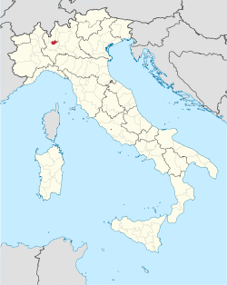 Map highlighting the location of the province of Monza e della Brianza in Italy