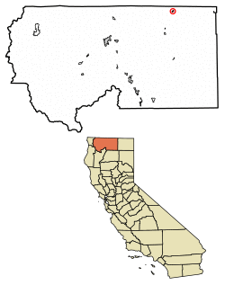 Location of Dorris in Siskiyou County, California.
