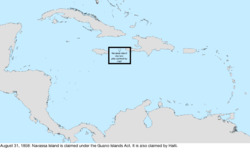 Map of the change to the United States in the Caribbean Sea on August 31, 1858