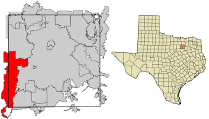 Location of Grand Prairie in Dallas County, Texas