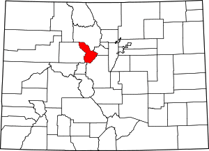 Map of Colorado highlighting Summit County