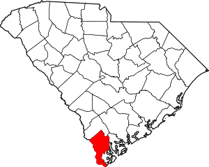 Map of South Carolina highlighting Jasper County