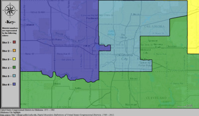 United States Congressional Districts in Oklahoma (metro highlight), 1973 – 1982.tif