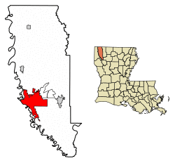 Location of Bossier City in Bossier Parish, Louisiana.