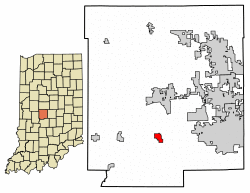 Location of Clayton in Hendricks County, Indiana.
