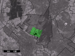The town centre (dark green) and the statistical district (light green) of Groenekan in the municipality of De Bilt.
