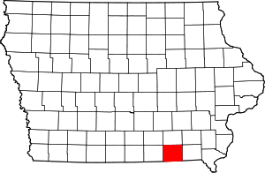 Map of Iowa highlighting Davis County