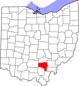 Map of Ohio highlighting Vinton County