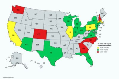 US states with largest Lithuanian populations[9]