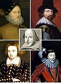 Portraits of Shakespeare and four proposed alternative authors