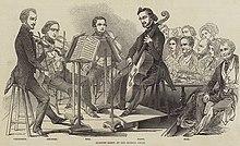 String quartet in foreground, with audience in background
