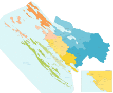 Zadarska nadbiskupija - dekanati i župe - karta.png