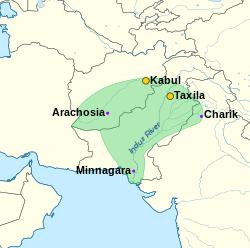 Indo-Parthian Kingdom at its maximum extent.