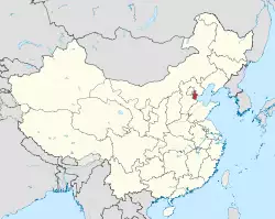 Location of Tianjin Municipality within China