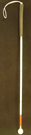 Long cane, white with a red band